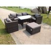 Fimous Grey Lounge Rattan Sofa Dining Table Set Chairs Garden Furniture Outdoor