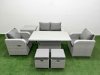Fimous Light Grey PE Wicker Rattan Garden Furniture Set Sofa Set Reclining Chair Adjustable Lifting Dining or Coffee Table 6 Seater 2 Small Stools Side Table