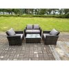 Fimous 4 Seater Grey Mixed High Back Rattan Sofa Set Rectangular Coffee Table Garden Furniture Outdoor Patio