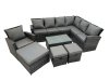 Fimous Rattan Garden Outdoor Furniture Set 10 Seater Garden Sofa Coffee Table Sets with Chair 3 Footstools Dark Grey Mixed