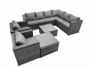 Fimous Outdoor PE Rattan Garden Furniture Sofa Set with Square Coffee Table Big Stool 2 Chair Dark Grey