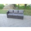 Fimous 3 Seater Single Arm Rest Rattan Lounge Sofa Patio Outdoor Garden Furniture With Seat And Back Cushion Right Side