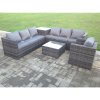 Fimous Dark Mixed Grey Outdoor Rattan Garden Furniture Set Corner Sofa 2 Tables With 1 Chair