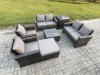 Fimous Rattan Garden Furniture Set 7 Seater Patio Outdoor Lounge Sofa Set with Square Coffee Table Double Seat Sofa Side Table Big Footstool Dark Grey Mixed