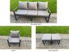 Fimous Garden Aluminium Furniture Set Dark Grey 9 Seater Outdoor Patio Adjustable Rising Lifting Dining Table with 2 Chairs 2 Side Tables Big Footstool Dark Grey