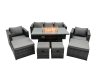 Fimous Rattan Garden Furniture Firepit Dining Set 9 Seater Lounge Sofa Table Set with 2 big Footstool