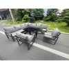Fimous Aluminum Outdoor Garden Furniture Corner Sofa 2 Arm Chair Adjustable Rising Lifting Dining Table Sets Dark Grey 9 Seater