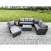 Fimous Patio Garden Furniture Sets Wicker 7 Seater Outdoor Rattan Furniture Sofa Sets with Rectangular Coffee Table Reclining Chair 3 Seater Sofa Big Footstool Side Table