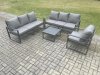 Fimous Aluminium 7 Seater Outdoor Garden Furniture Lounge Sofa Set with Square Coffee Table Chair Dark Grey