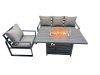 Fimous 4 Seat Outdoor Garden Furniture Set Aluminium Lounge 3 Seat Sofa Gas Fire Pit Table Sets with Chair Dark Grey