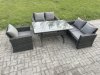 Fimous 5 Seater Wicker Rattan Garden Dining Set Outdoor Furniture Sofa with Dining Table Double Seat Sofa Dark Grey Mixed