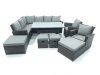 Fimous Outdoor Furniture Garden Dining Set Rattan Corner Sofa Set with 4 Footstools 2 Armchairs Dark Grey Mixed