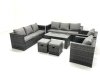 Fimous Rattan Garden Furniture Sofa Set with Coffee table Armchair 2 Small Footstools Dark Grey Mixed