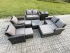 Fimous Outdoor Garden Furniture Sets 9 Pieces Wicker Rattan Furniture Manual Wicker Patio Sofa Patio Conversation Set with 3 Footstools Side Table Dark Grey Mixed