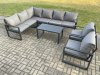Fimous Aluminium Garden Furniture Set Outdoor Indoor Lounge Corner Sofa 2 Pcs Chair Oblong Coffee Table Sets Dark Grey 8 Seater
