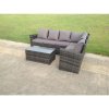 Fimous High Back Rattan Corner Sofa Set Oblong Coffee Table Outdoor Furniture dark Grey Right Option