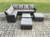 Fimous Rattan Garden Furniture Set Outdoor Lounge Corner Sofa Set With Square Coffee Table 2 Big Footstool 8 Seater Dark Grey Mixed