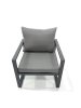 Fimous 7 Seater Garden Sofa Set Aluminium Furniture Rising Dining Tabe Set with Chair 3 Footstool 2 Side Tables Dark Grey