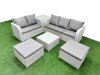 Fimous 7 Seater PE Rattan Wicker Garden Furniture Patio Conservatory Sofa Set with Square Coffee Table 3 Seater Sofa Love Sofa 2 Big Footstool Side Table