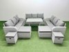 Fimous Patio Garden Furniture Sets with Dining Table 3 Seater Sofa 4 Stool Light Grey