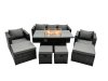 Fimous Rattan Garden Furniture Firepit Dining Set 9 Seater Lounge Sofa Table Set with 2 big Footstool