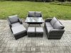 Fimous 8 Seater Outdoor Garden Dining Sets Rattan Furniture With Dining Table Armchairs Love Sofa 3 Footstools Dark Grey Mixed
