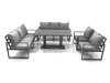Fimous Garden Sofa Set Aluminium Furniture Rising Dining Tabe Set with 2 Chair Dark Grey