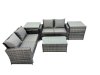 Fimous PE Rattan Garden Furniture Set Lounge Double Seat Sofa Coffee Table Set with 2 Side Tables Dark Grey MixedMixed