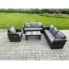 Fimous Patio Garden Furniture Sets 7 Seater Wicker Outdoor Rattan Furniture Sofa Sets with Rectangular Coffee Table Reclining Chair