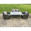Fimous Rattan Garden Furniture 4 Piece Grey Patio Furniture Set Patio Conservatory 4 Seater Set Outdoor Rectangular Table and Chairs