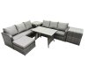 Fimous Garden Rattan Outdoor Furniture Set 7 Seater with 3 Seater Sofa Big Stool 2 Side Table Dark Grey