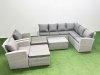 Fimous Garden Outdoor PE Rattan Furniture Set 10 Seater Rattan Garden Sofa Set with 2 Big Footstools Light Grey Mixed
