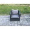 Fimous 5 Seater PE Wicker Rattan Garden Furniture Set Patio Chair and Rectangular Dining Table Set Dark Grey Mixed