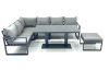 Fimous Aluminum Outdoor Garden Furniture Set Corner Sofa Big Footstool Adjustable Rising Lifting Dining Table Sets Dark Grey