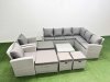 Fimous Rattan Garden Outdoor Furniture Set 12 Seater Rattan Garden Sofa Set with 2 Armchairs 4 Footstools Light Grey Mixed