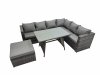 Fimous Rattan garden furniture Patio Furniture Sets with Dining Table Big Stool Dark Grey Mixed