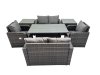 Fimous 6 Seat Outdoor Wicker PE Rattan Garden Furniture Set Dining Table Sofa Sets with 2 Side Tables Dark Grey Mixed