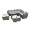 Fimous 7 Seater PE Rattan Corner Sofa Set Rectangular Dining Table Set With Seat And Back Cushion