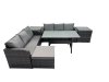 Fimous 7 Seat Outdoor Wicker PE Rattan Garden Furniture Set Dining Table Sofa Set with 2 Side Tables Dark Grey Mixed