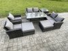 Fimous Garden Furniture Sets 8 Pieces Rattan Furniture Handmade Wicker Patio Sofa Set with 2 Big Footstool Side Table Dark Grey Mixed