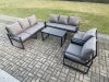 Fimous Aluminium 5 Pieces Garden Furniture Set with Cushions 8 Seater Outdoor Patio Lounge Sofa Set with 2 Armchairs Dark Grey