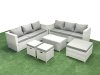 Fimous Garden Outdoor PE Rattan Furniture Set 9 Seater Rattan Garden Sofa Set with 3 Footstools Light Grey Mixed