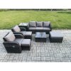 Fimous Patio Garden Furniture Sets Wicker 8 Seater Outdoor Rattan Furniture Sofa Sets with Square Coffee Table Side Table 3 Footstools