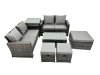 Fimous PE Rattan Garden Furniture Set Lounge Double Seat Sofa Coffee Table Set with Side Table 3 Stools Dark Grey MixedMixed