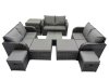 Fimous Rattan Garden Outdoor Furniture Set Love Sofa Square Coffee Table Set with 4 Stools Side Table Dark Grey Mixed