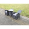 Fimous Dark Grey Mixed Outdoor Wicker Rattan Garden Furniture Reclining Chair And Table Dining Sets 2 Seater Bistro Round Table