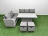 Fimous 7 Seater PE Rattan Wicker Garden Furniture Patio Conservatory Sofa Set with Adjustable Lifting Dining or Coffee Table 3 Seater Sofa Love Sofa 2 Stools Side Table