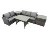 Fimous Garden Rattan Outdoor Furniture Set 5 Seater with Love Sofa 3 Seater Sofa 2 Side Table Dark Grey