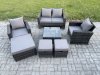 Fimous Rattan Wicker Garden Furniture Patio Conservatory Sofa Set with Square Coffee Table Armchair 2 Seater Sofa 3 Footstools