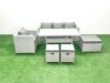 Fimous Garden Dining Set Outdoor Rattan Furniture Set with Sofa Dining Table 3 Footstools Light Grey Mixed